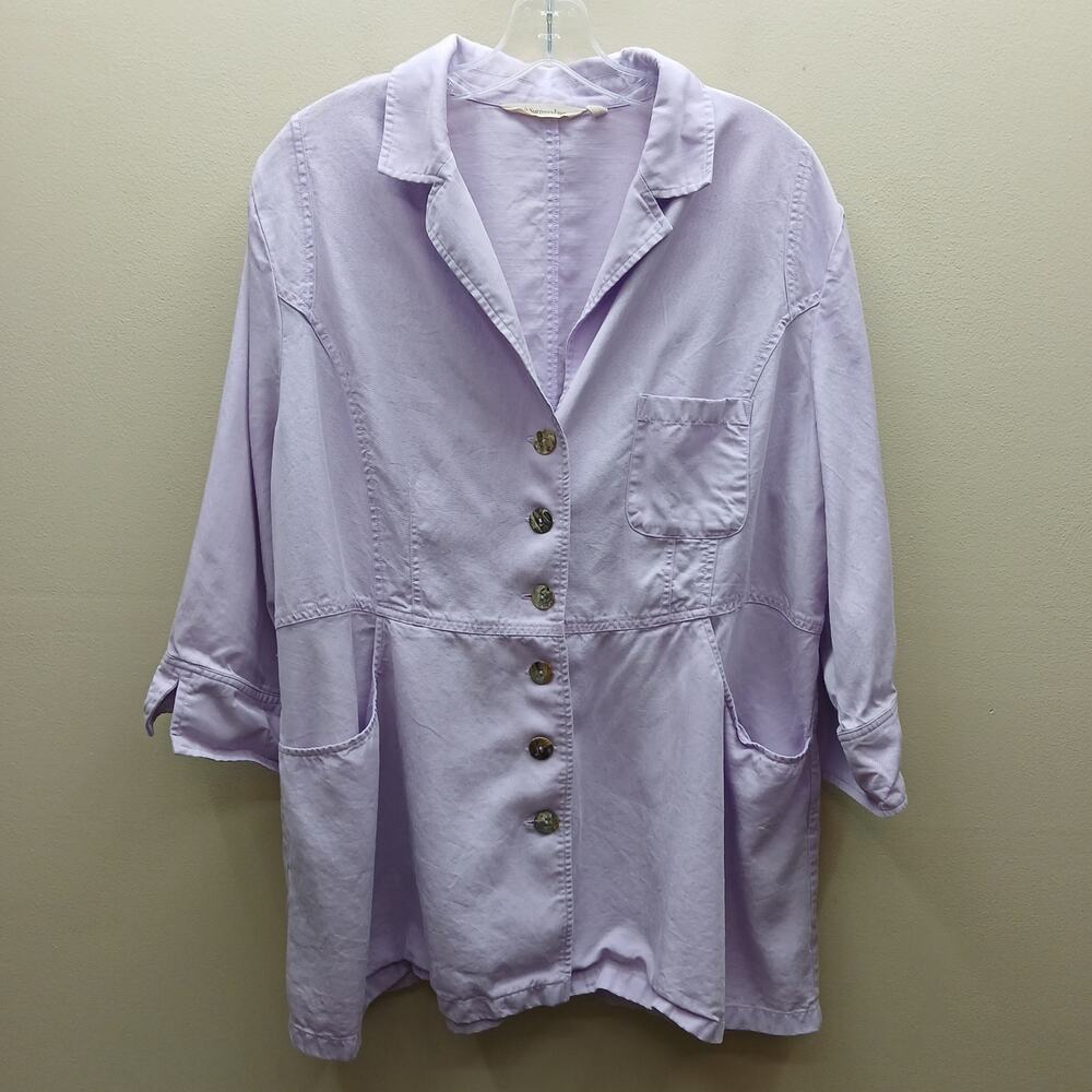 Soft Surroundings Button Front Lightweight Jacket Tencel Lyocell Lavender SZ 1X